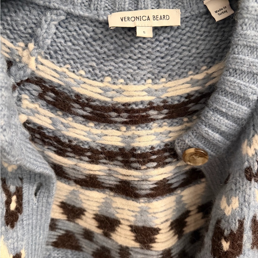 Veronica Beard Blue and Brown Patterned Cardigan - Picture 2 of 3